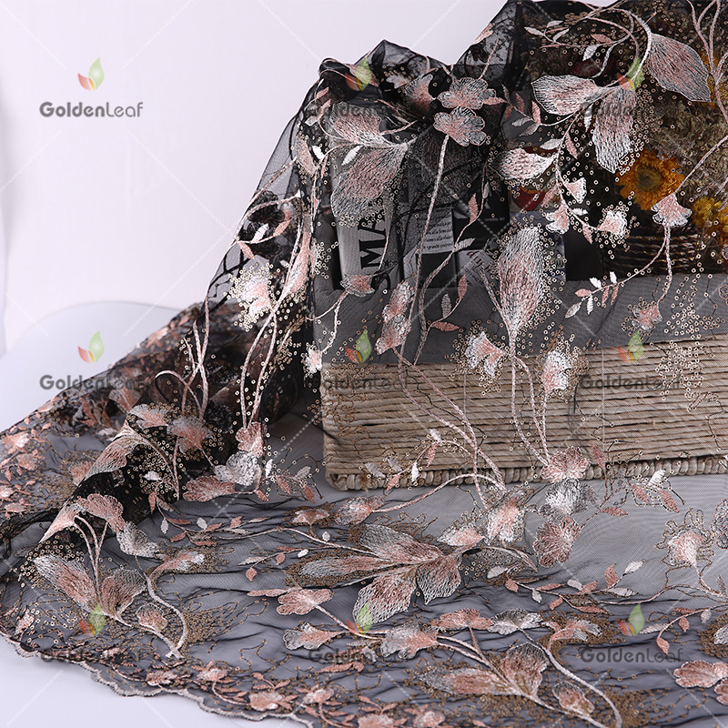 厂家直销 洒金片多色金片绣花布料 时尚女装连衣裙礼服面料