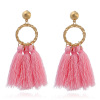 Retro red metal earrings with tassels