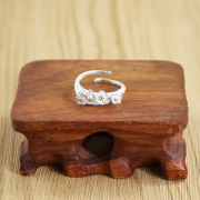 s925纯银戒指 女创意梅花指环樱花开口戒指批发流行饰品厂家定制