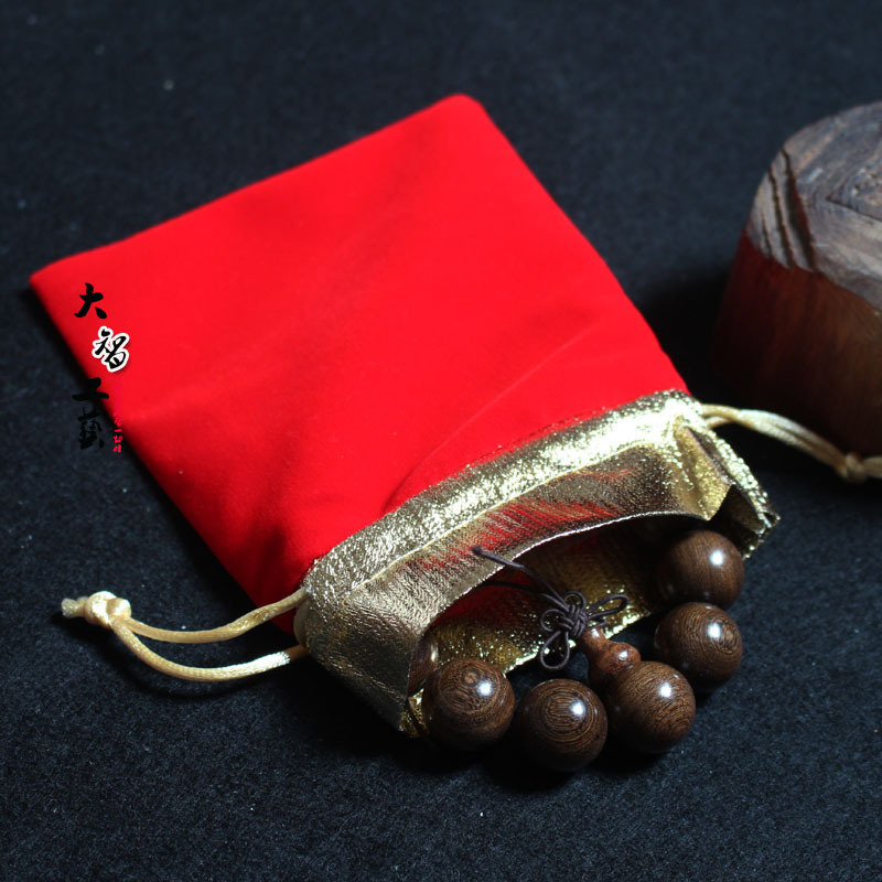 Jinkou jewelry drawstring velvet bag Buddha beads bracelet packaging bag wooden Buddha beads jewelry red packaging bag