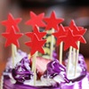 One pack of 10 birthday pentagram cakes plug -in decorative baking material 10 color optional DIY set