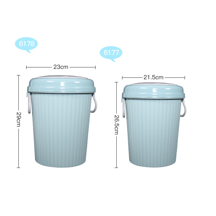 Cubo de basura redondo con tapa a presión, de plástico para cocina y baño – diseño nuevo, venta al por mayor.