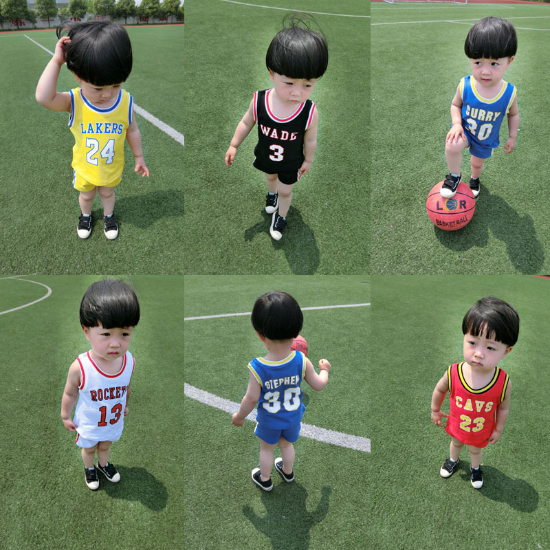 2020夏季新款兒童珠地拉架純棉背心套裝 男女童寶寶運動籃球套裝