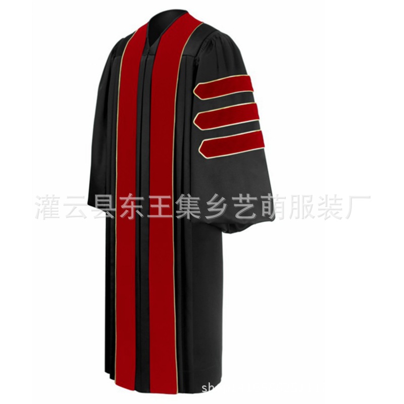 美式学士服博士服英式毕业服百褶款国外黑色博士服奢华打皱-阿里巴巴