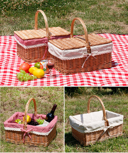 Wholesale Willow Woven Handheld Shopping Baskets, Picnic Baskets, Rattan Storage Baskets with Lids, Gift Baskets, and Storage Containers