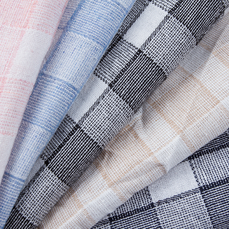 现货批发 21支涤棉格子平纹色织布 春夏季女装衬衫裤裙抱枕布料