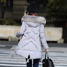 2025供货冬季棉衣女中长款大码连帽毛领韩版修身显瘦加厚保暖外套