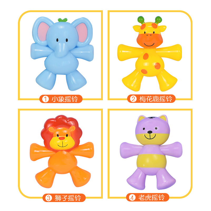 Tres animales cadena campana bebé sonajero cama campana juguete colgante bebé mano sonajero estirable recién nacido juguete