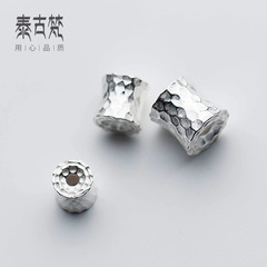Silver Accessory Wholesale S925 Silver Plain Silver Irregular Concave Cylinder Bead Separating Bead DIY Handmade Jewelry Accessory S0507