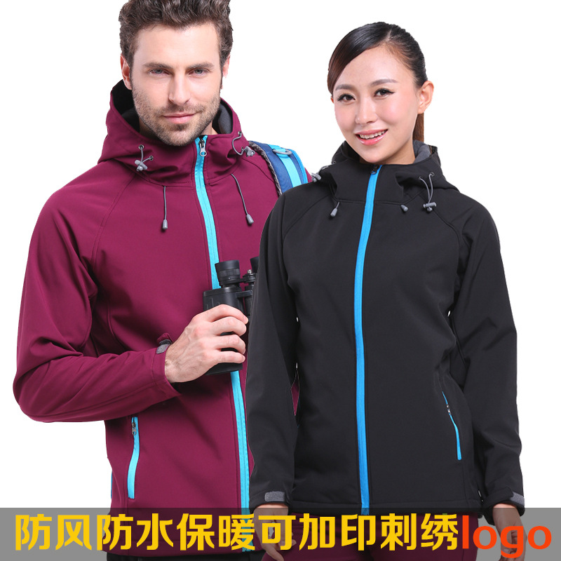 Autumn outdoors Soft shell jacket Plush thickening keep warm Soft shell jacket Solid Windbreak monolayer Pizex winter