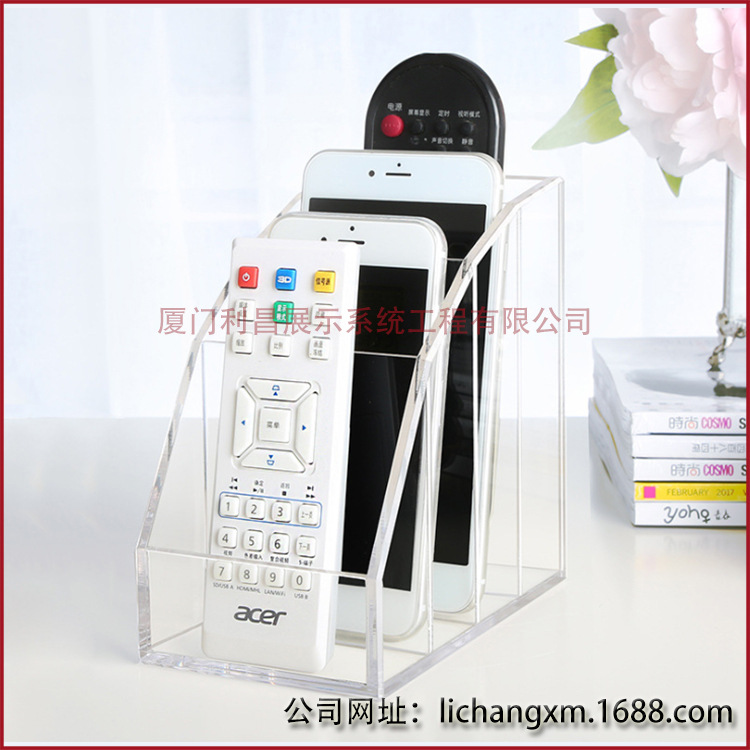 定制有机玻璃遥控器收纳盒 透明亚克力家居电器遥控陈列道具