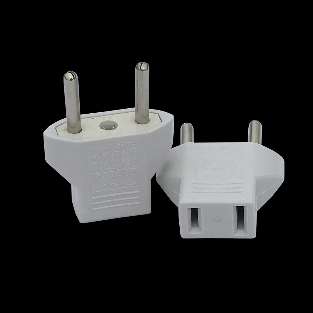厂家批发 EU欧规转接头 白色电源欧标转换插座 美规转欧规圆化扁