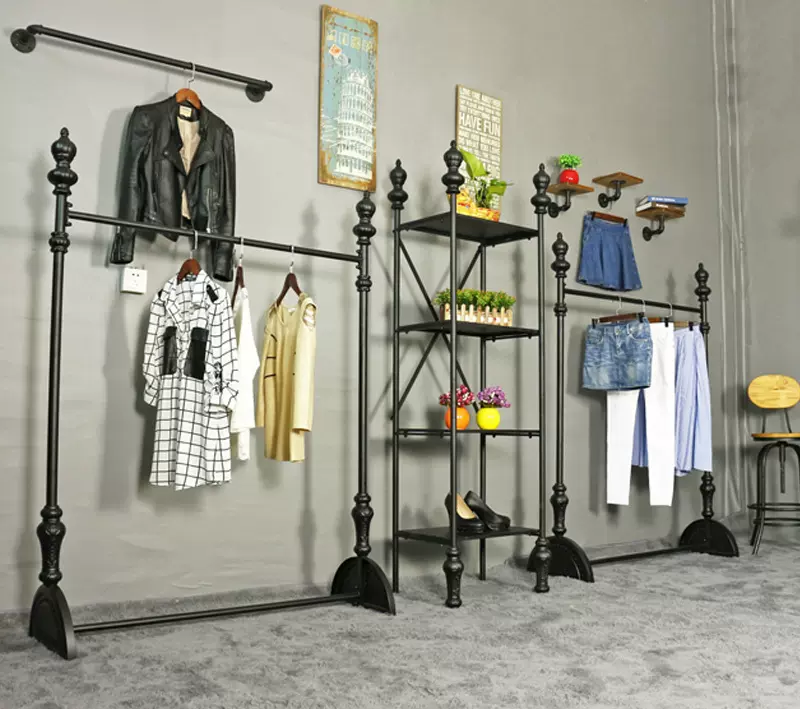 落地式服装架 服装店衣架展示架复古女装店中岛架衣服衣帽货架