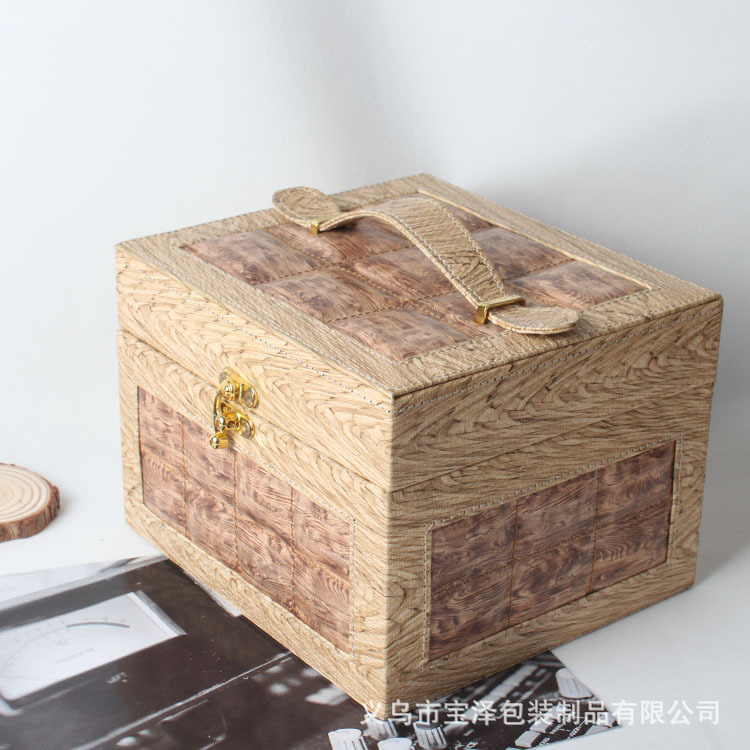 欧式田园风珠宝箱 创意PU皮首饰盒 双层饰品收纳盒定做