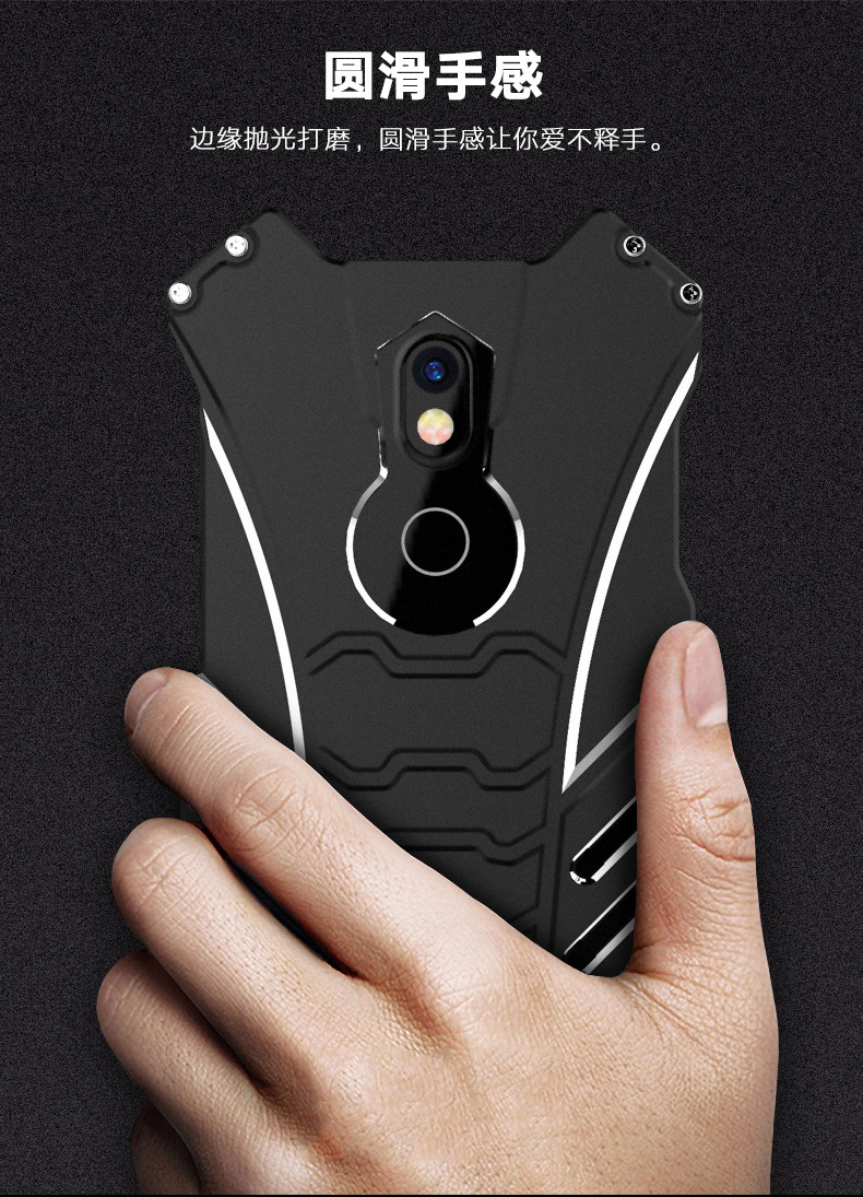 R-Just Batman Shockproof Aluminum Shell Metal Case with Custom Batarang Stent for Nokia 7