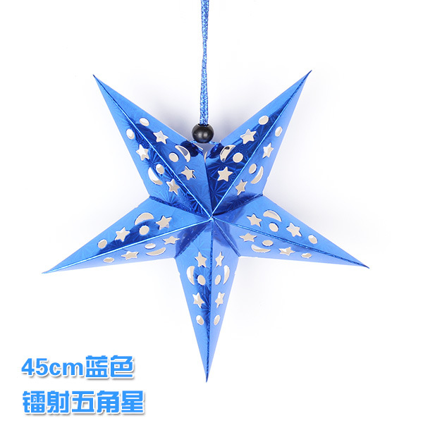 En stock vacaciones celebración decoración tridimensional láser Navidad estrella de cinco puntas techo decoración papel estrella escena pantalla