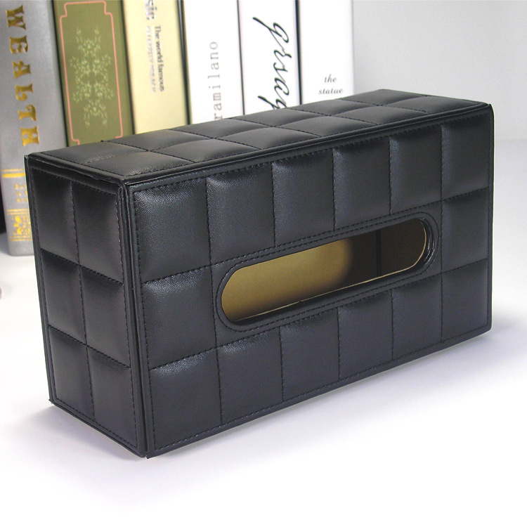 Vehicle mounted lattice PU Leather tissue box Creative home Sheepskin lines Tissue box business affairs practical Paper pumping box wholesale