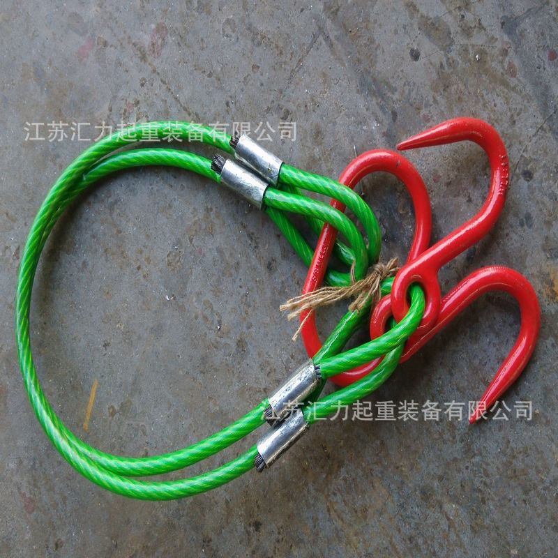 包胶钢丝绳索具3t2m   钢丝绳包胶吊具 2腿钢丝绳 涂塑钢丝绳