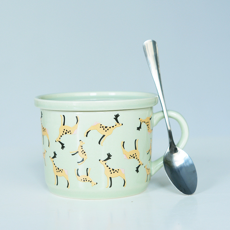 Taza de leche de dibujos animados para niños taza de cerámica creativa taza de café taza de animales taza de desayuno impresa logotipo