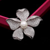 Universal fashionable brooch, zirconium from pearl lapel pin, pin, sweater, accessories, Korean style, flowered