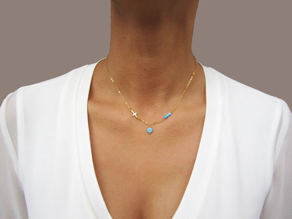 Eye Pendant Fashion Cross Clavicle Chain Womenu0027s Tophus Necklace