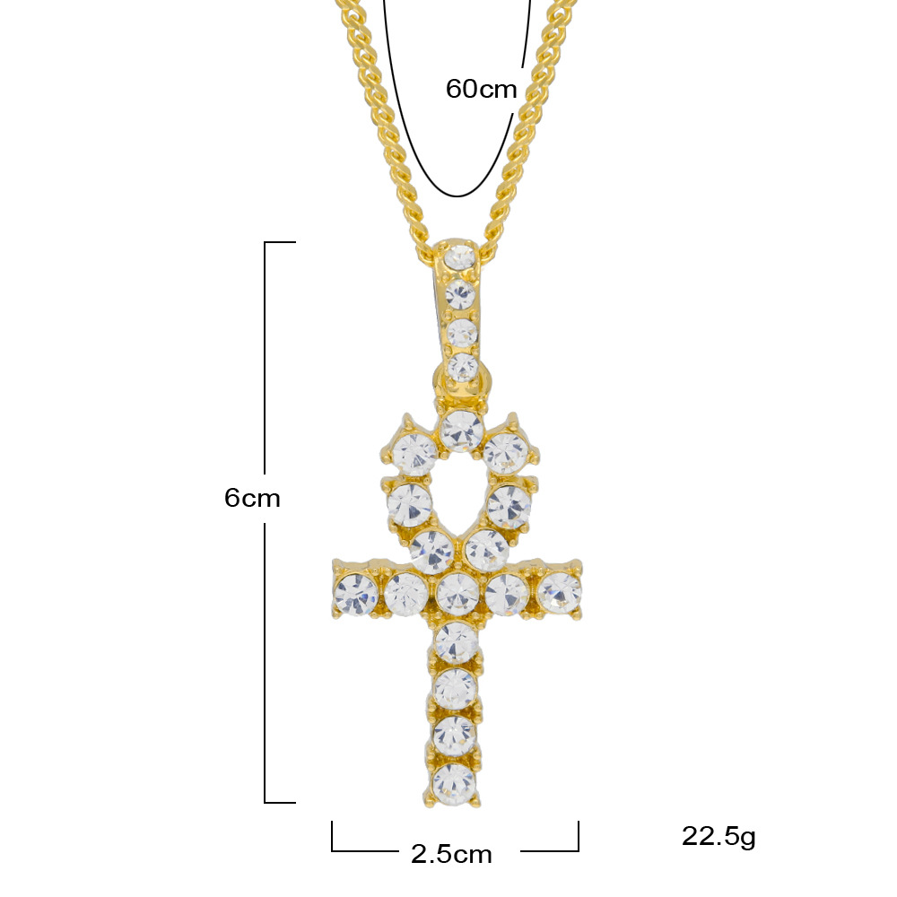 Fashion Cross Alloy Inlay Artificial Diamond Unisex Pendant Necklace 1 Piece