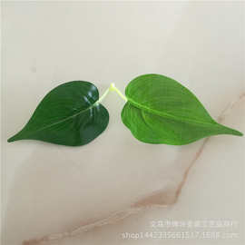 仿真植物仿真花叶片配件 过胶两叉绿萝叶片 手把花装饰叶子配件