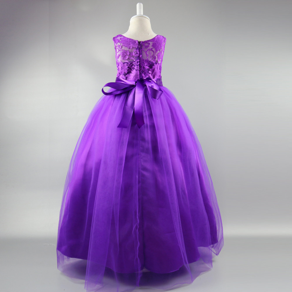 Váy lưới dài ren hoa váy trẻ em Váy cưới Hoa cô gái váy trường biểu diễn quần áo ZQ273 đồ vest bé trai