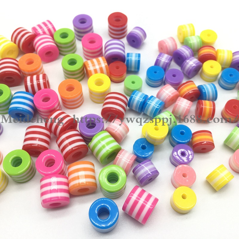 6MM-12mm colored striped resin beads cat's eye large hole cylindrical animal eye beads DIY jewelry accessories detail image 6
