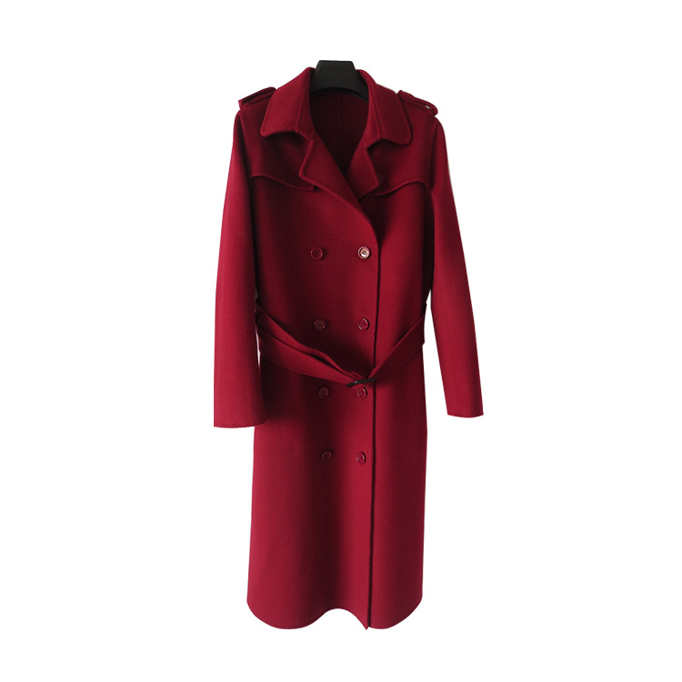 2019秋冬新款女裝歐美高端品牌雙面羊絨大衣女毛呢外套加長款批發