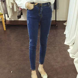 2022春秋韩版新款牛仔裤女小脚铅笔裤紧身显瘦学生长裤一件代发