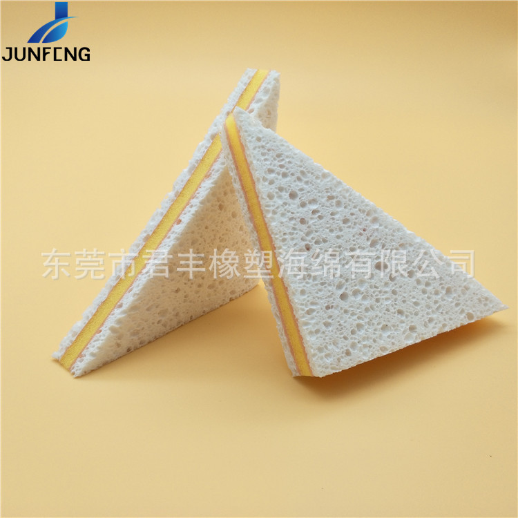 厨房清洁高品质木浆棉洗碗扑  高密度三明治造型清洁去污木浆棉