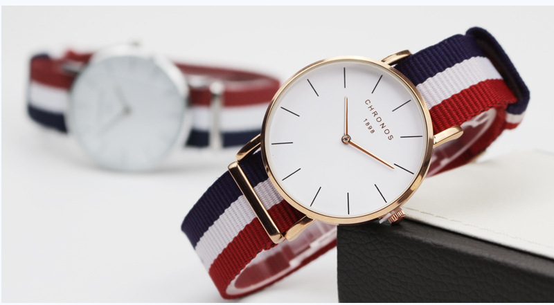Chronos Quartz Watch For Men, Stylish Simple Nylon Strap Design_voghion.com