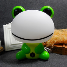 卡通綠豆青蛙台燈 兒童房豆蛙小夜燈 創意萌兔豆蛙插電床頭燈