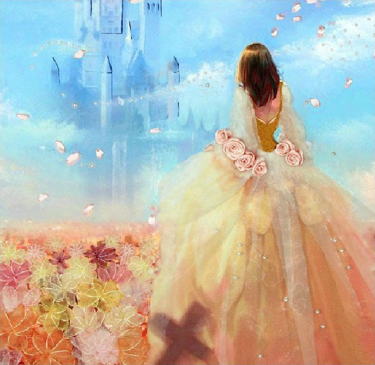 Oujin nianhua cinta bordado fábrica directa color impresión colgante pintura flor de cerezo princesa sala de estar entrada pintura decorativa