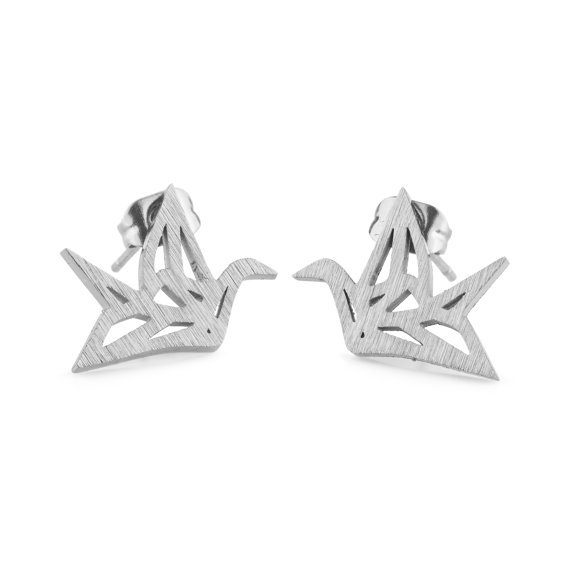 Vente Chaude En Europe Et En Amérique Du Creux Papier Grue Boucles D'oreilles Alliage Électrolytique Origami Pigeon Boucles D'oreilles Animal Oiseau Oreille Goujons En Gros display picture 5