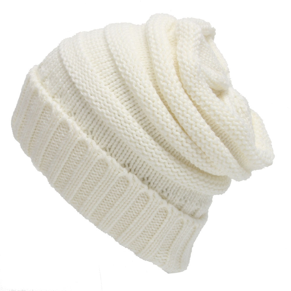 Outdoor autumn and winter striped pullover without a logo hat, couple's warm knitted hat with yarn_voghion.com