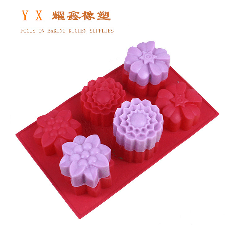 6连三款花硅胶手工皂模硅胶肥皂模蛋糕工具diysilicone制品硅橡胶