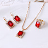 High-end crystal, set, necklace and earrings, ring, wedding dress, jewelry, accessory, 3 piece set, wholesale