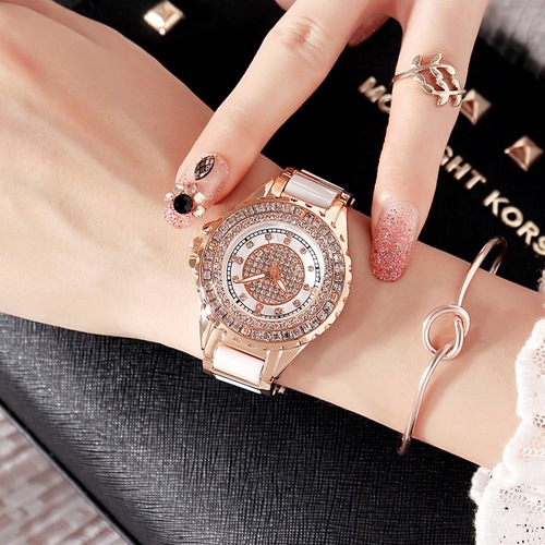 Marsali Ceramics Personalized Fashion Trend Full Diamond Women's Watch New Style Rose Gold Wholesale