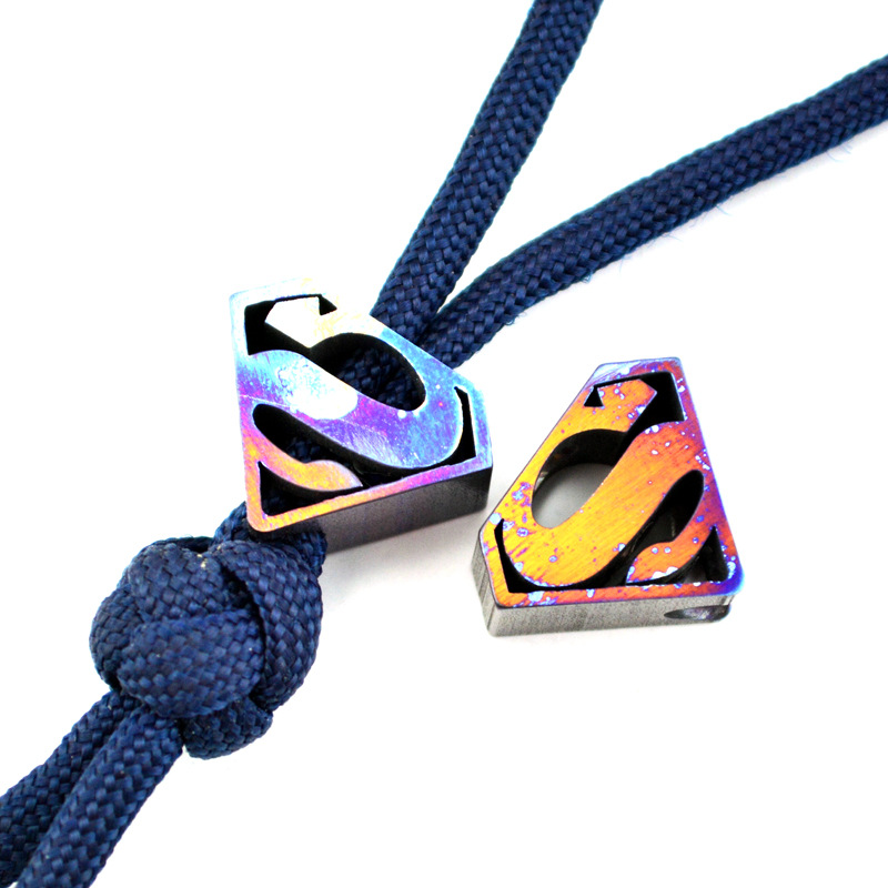 TC4纯钛合金刀坠/绳坠烤蓝工艺刀坠钛合金挂件伞绳EDC工具手机坠