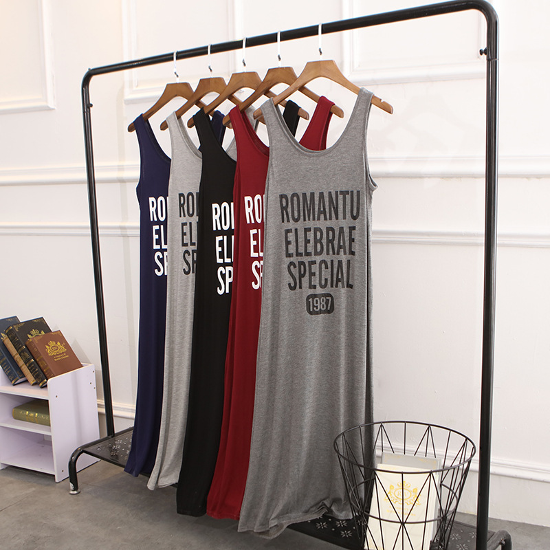 Summer Modal Korean Style Women's Tank Long Bohemian Floor-Length Beach Dress European And American Plus Size_ecoleips.com
