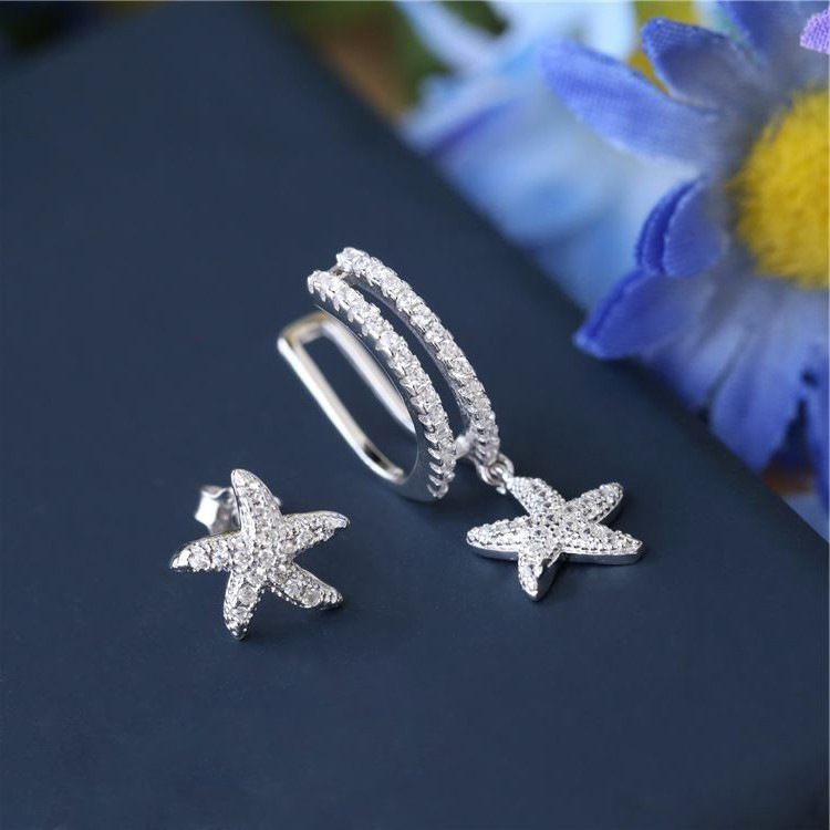 Starfish Asymmetric Ear Clip Earrings Women display picture 4