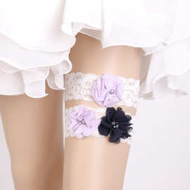 速卖通热卖 高贵紫色 欧美 新娘吊袜带 婚纱配件 新娘装饰