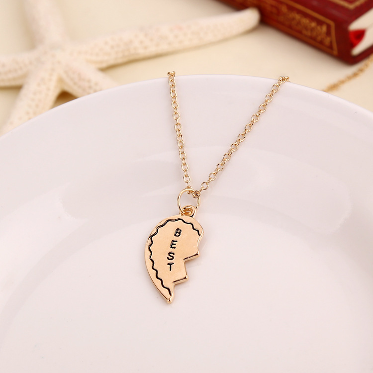 Fashion new best friends birthday gift witness friendship chain alloy necklace set