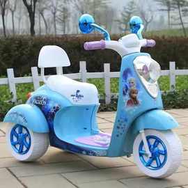 新款冰雪奇缘儿童电动车摩托车可坐骑宝宝充电玩具车电瓶三轮车车