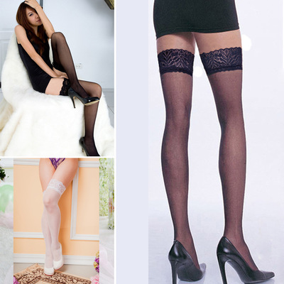 Foreign trade Lace lace Temptation Silk stockings lovely sexy charming legs long and tube-shaped High cylinder thigh Crystal glass