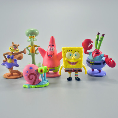 6款海绵宝宝电影公仔Q版造型可爱玩具手办模型微景观蛋糕饰品摆件|ms