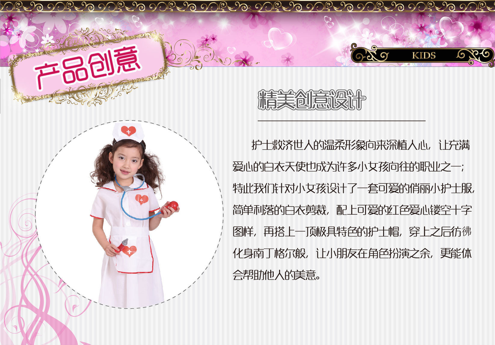 焕佑批发 COS服装化妆PARTY表演服 G-0022儿童小护士制服角色扮演服装详情图1