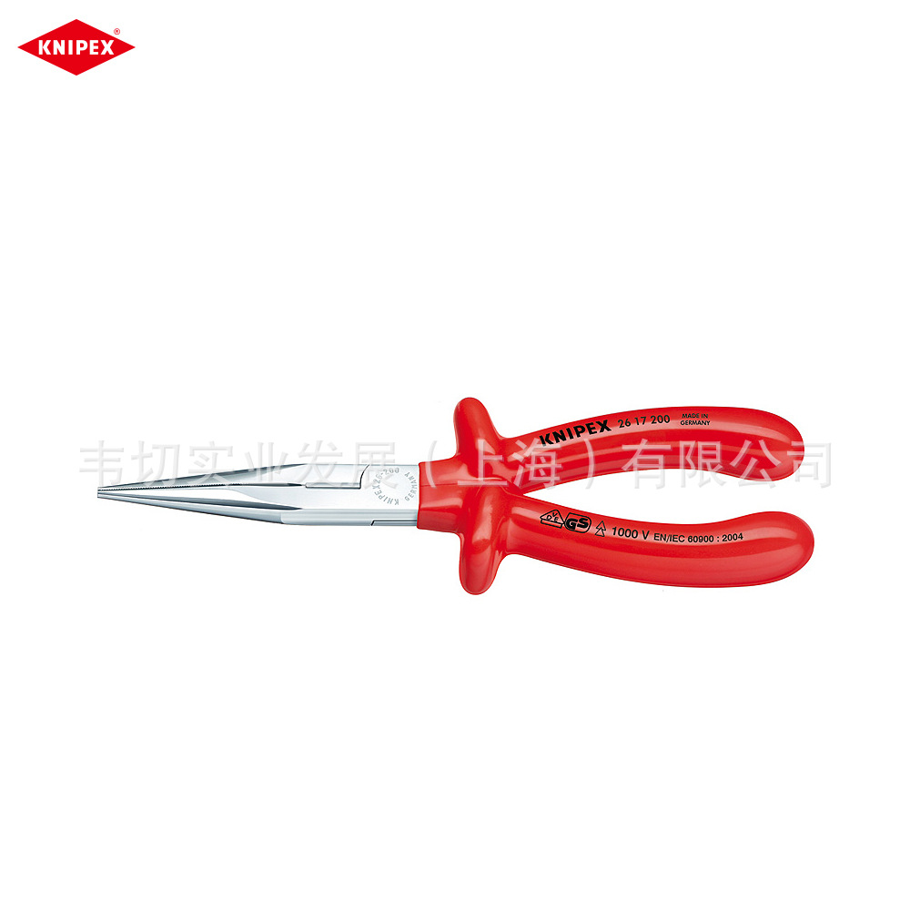Knipex 1000v绝缘 尖嘴钳(长半圆嘴钳) 26 17 200 现货